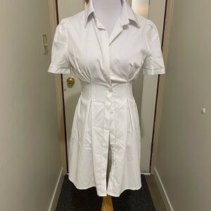 Elegant White Women's Button-Up Shirt Dress